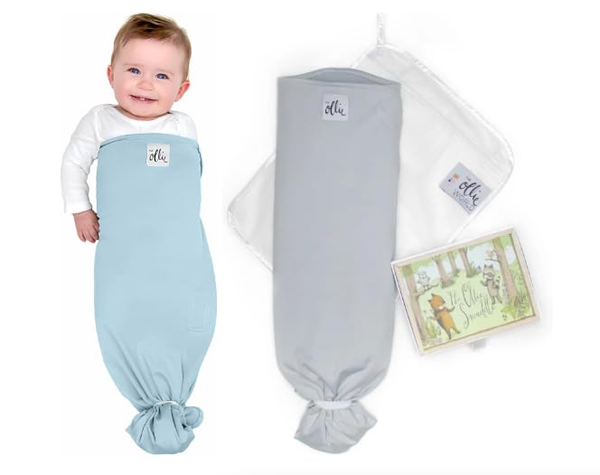 Image of The Ollie Swaddle Bundle – 2 Sleep Swaddles for Babies | Breathable, Moisture-Wicking Fabric to Prevent Overheating | Soft, Adjustable Fit | Ideal for Newborns (Sky + Stone)