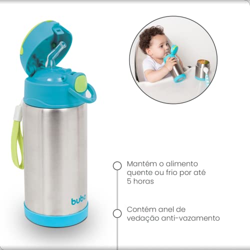Kit Garrafa e Pote Térmico Inox Buba Cor Azul
