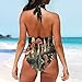 Rweroyiu Mushrooms Halter Swimsuits for Women Sexy Tummy Control 1 Piece Bathing Suits V Neck Beach Wear Fashion Moon Swimwear Tie Bikini Sets Female Beachwear for Summer, Size L