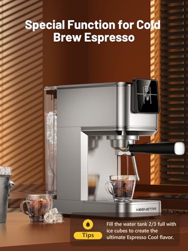 Image of KEENSTAR 20Bar Espresso Machine with Rapid Cold Brew, Hot & Iced Coffee Machine, Espresso Maker with Milk Frother Steam Wand, Touch Screen with 40oz Water Tank for Latte, Cappuccino, Gift