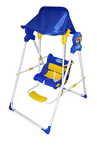 Image of Tender Care India Garden Swing with Roof Canopy Tent for Kids, Iron Body (Blue)