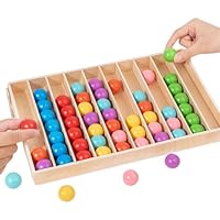 Trveqhk Color Sorting Sensory Toys | Balls Color Sorting Game | Wood Early Educational Toy | for Kids Homeschool Kindergarten Preschool Tutoring Travel Birthday Christmas Stocking Stuffer Playroom