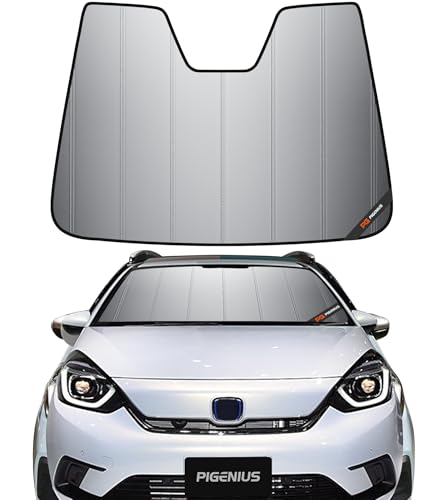Pigenius Windshield Sunshade for Honda Fit 2009-2013 (Gen 2 / GE8) Hatchback, Premium Grey Leather...