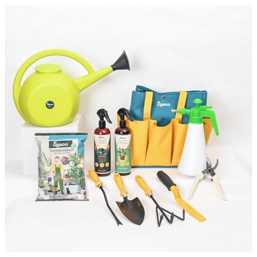 UGAOO Premium Gardening Tool Kit | 11 Pcs | Tool Bag, Cultivator, Weeder, Trowel, Khurpi, Spray Pump, Watering Can, Vermicompost, Plant Tonic, Neem Guard, Pruner | Gardening Tool Set for Home & Garden