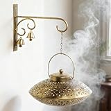 Lotoo Hanging Incense Burner, Cone Incense Holder with Brass Bells, Vintage Antique Home Room Wall Decor for House Warming Spiritual Reiki Yoga Meditation Gifts for Women Men