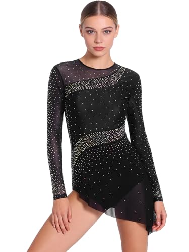 Justaucorps robe de patinage artistique manches longues pour gala