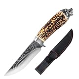 XXOK Camping Knife outdoor Tactical knives for man10-inch Bowie Knife forging 4CR high hardness 4.72 inch blade deer horn handle suitable for hunting fishing
