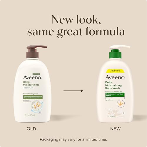 Image of Aveeno Daily Moisturizing Body Wash for Normal to Dry Skin, Sensitive Formula with Prebiotic Oat, Gently Cleanses Dry Skin, Lightly Scented Body Wash for Women and Men, Value Size 33 fl. Oz