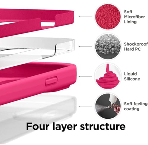 Image of Premium Liquid Silicone Case for iPhone 13 - Slim Full Body Protective Back Cover with Soft Microfiber Lining, Anti-Slip Grip Scratch Resistant Phone Case (Hot Pink)