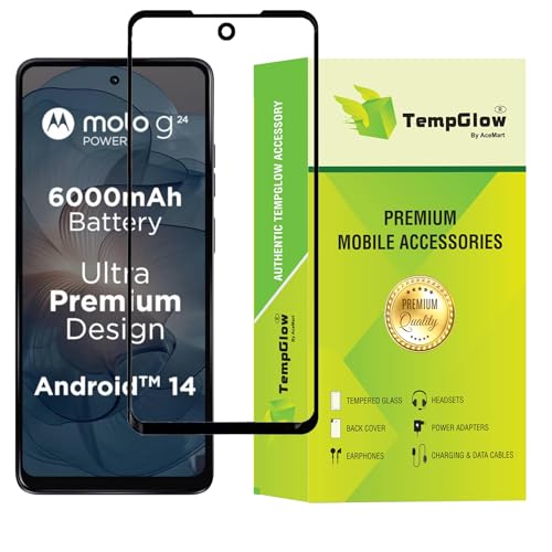 Image of Screen Protector for Motorola Moto G24 Power | G24 | G04 (Black) Tempered Glass Edge-to-Edge 6D Screen Guard With Installation Kit