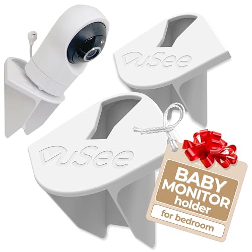 Image of Vusee Anywhere Baby Monitor Wall Mount – No-Drill Adhesive Shelf for Cameras – Compatible with Most Baby Monitor Brands – White, 2 Pack