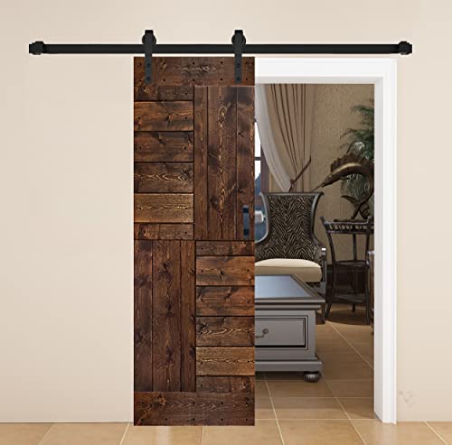 S Series Finished DIY Solid Wood Sliding Barn Door with Hardware Kit (28in. x 84in., Dark Walnut)