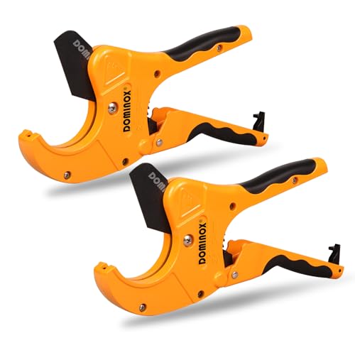 Image of PVC Pipe Cutter, Cuts up to 2-1 /2 inch PEX, PVC, PPR, Plastic Hoses& Plumbing Pipes,Ratchet PVC Cutter Tool with SK5 Blade and Aluminum Alloy Body