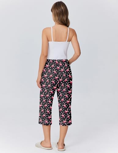 Image of Ekouaer Womens Pajamas Pants Capri Pj Bottoms with Pockets Sleep Pants | Comfy Drawstring Printed Soft Lounge Pants for Home, Daliy Wear