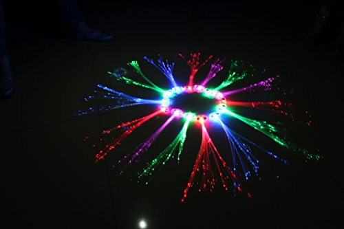 15 Pack Light-up Fiber Optic Led Hair Lights Christmas Tree Lights (14" Strands) - Multicolor Flashing Barette - Rainbow Colors (Alternating Multicolors) - Rave Party Hair Accessories