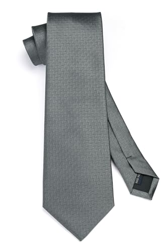 Image of HISDERN Ties for Men Solid Houndstooth Neckties Handkerchief Formal Business Tie & Pocket Square Set Wedding Party