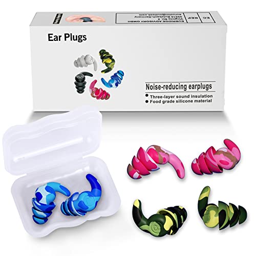 Ear Plugs for Sleeping, Noise Canceling Earplugs, Reusable Silicone Earplugs for Hearing Protection, 1 Pairs Waterproof EarPlugs Suitable for Sleeping Swimming Studying Traveling Concerts Airplanes