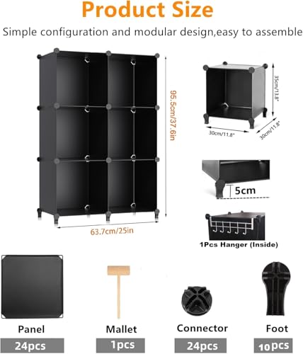 Image of KRISHYAM Collapsible Wardrobe Organizer with Doors & Open Box Storage, DIY Cube Closet Cabinet for Clothes, Toys, Books, Bags & Bedroom Storage