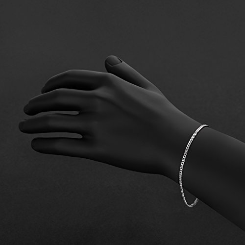 3mm Solid .925 Sterling Silver Flat Curb Chain Bracelet, 7 inches - Image 4