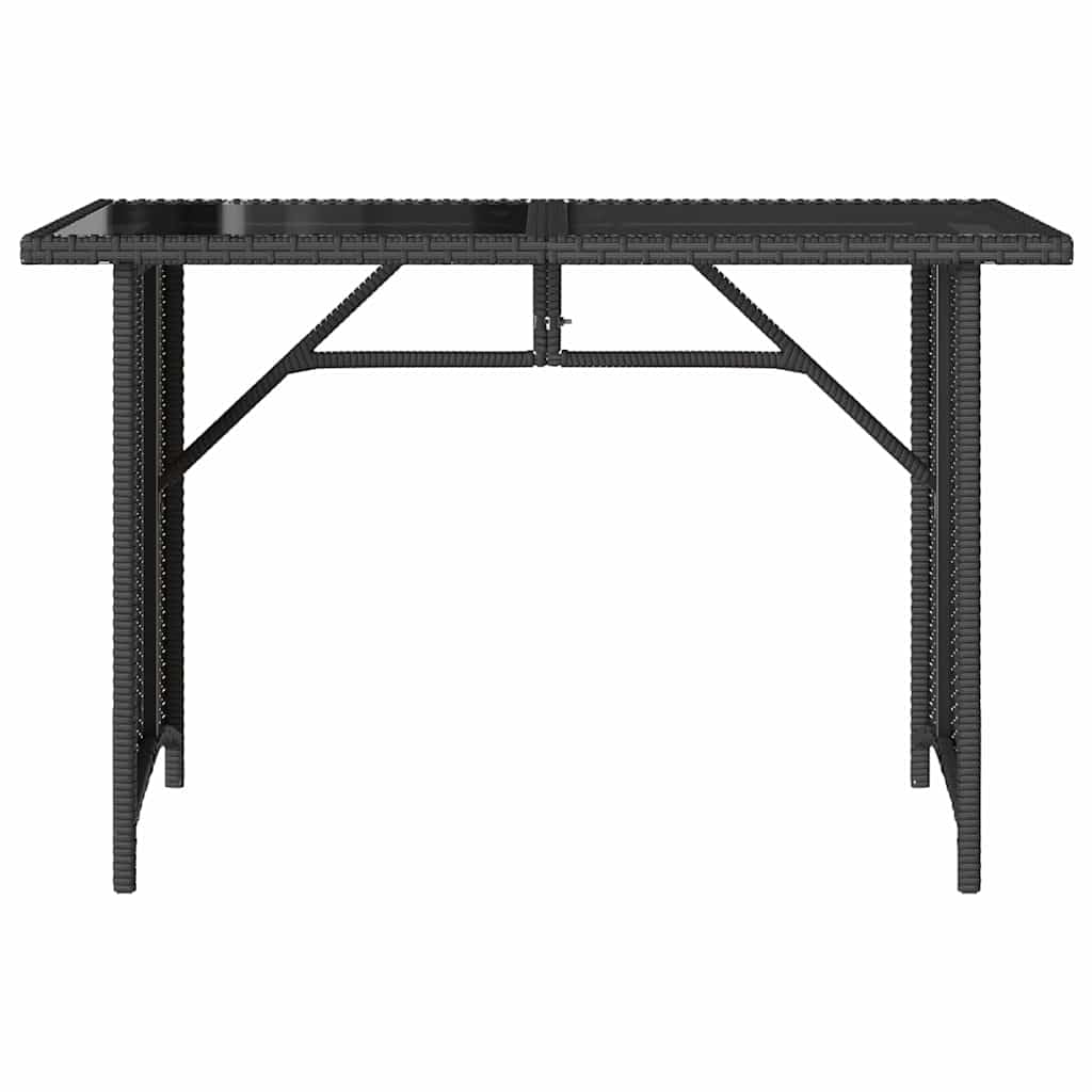 Genérico Mesa de jardín Superficie de Vidrio ratán PE Negro 110x68x70 cm, Mesas de jardín Negro,366350
