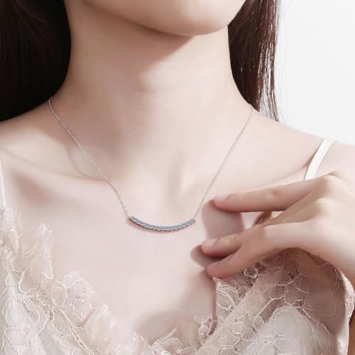 Image of Shining Diva Fashion Valentine Gift For Girlfriend Stylish Silver Plated Crystal Chain Pendant Necklace for Women and Girls