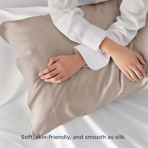 Bedsure Cooling Pillow Cases Queen Size Set of 2, Rayon Derived from Bamboo Queen Pillowcases, Taupe Pillow Cases, Breathable & Silky Soft Bedding Pillow Covers with Envelope Closure, 20x30 Inches