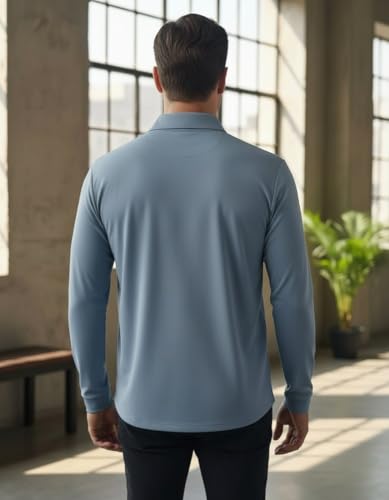 Image of Men's Full Sleeve Polo T-Shirt | Soft & Comfortable Fabric | Breathable | Quick Dry | Stretchable | Lightweight | Wrinkle Resistant | Skin Friendly | Durable
