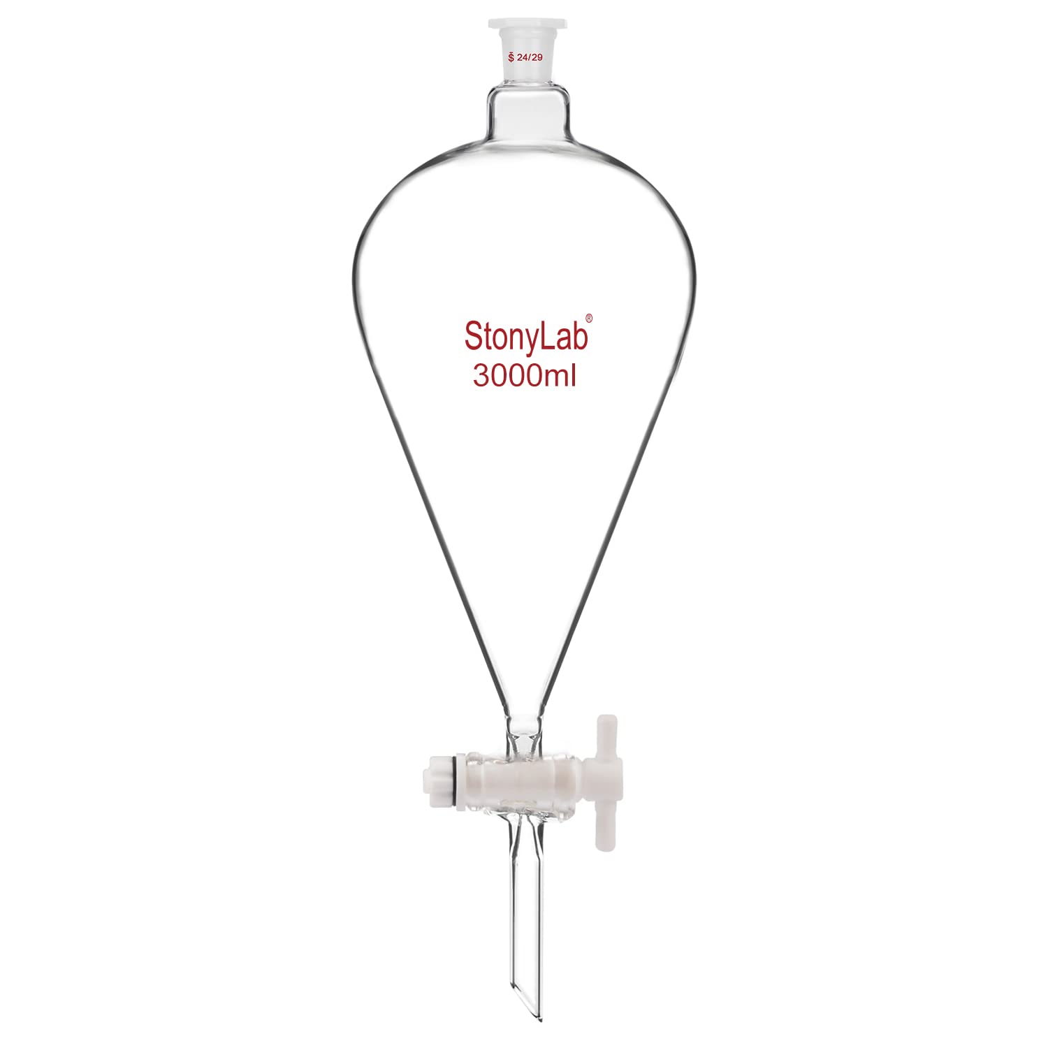stonylab Borosilicate Glass 500 ml Heavy Wall Conical Separatory Funnel with 24/29 Joints and PTFE Stopcock, 500 ml — Amazon image 8