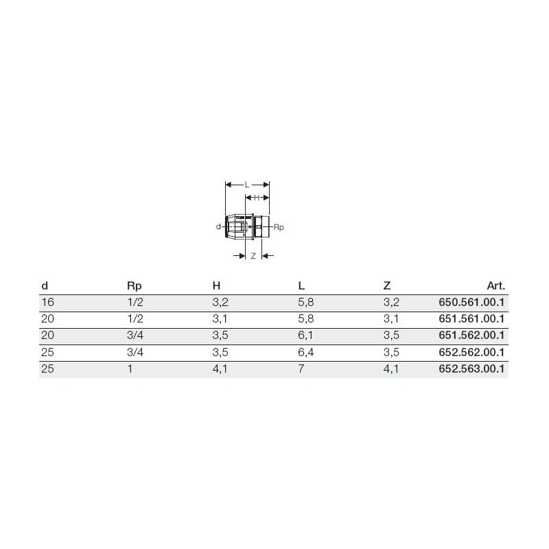 Geberit 652.563.00.1 Pushfit conector recto hembra 25 x 1 "