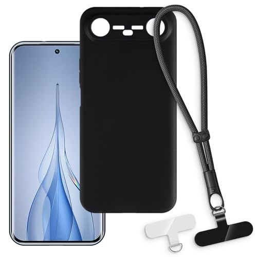 OAGELIM 2-in-1�ی�P�[�X�ƃ��X�g�X�g���b�v Tecno Pova Slim 5G �Ƃ̌݊������� ���O���\�ȃ��j���[�h�t���d�b�J�o�[�A����~�ߕ����h�~�O���b�v�n���h�� (�u���b�N + �u���b�N)