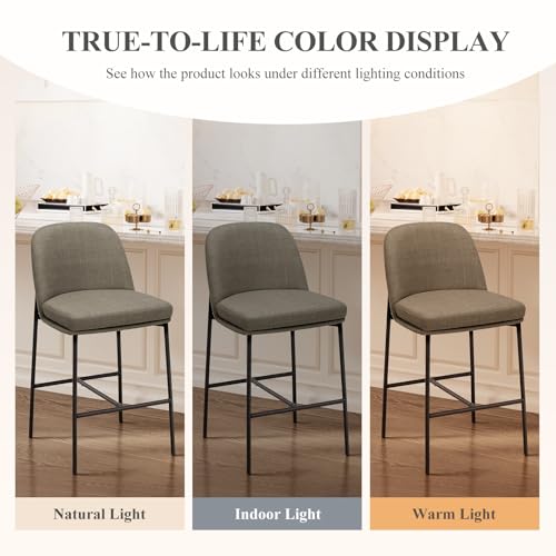 Image of COLAMY Counter Height Bar Stools Set of 6, 25 Inch Modern Fabric Kitchen Island Stools with Back, Upholstered Counter Barstools Armless Bar Chairs with Metal Legs for Island Dining Room Bar,Brown