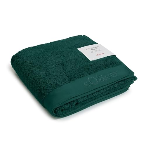 s.Oliver Serviette 50 x 100 cm – 100 % coton, 600 g/m², douce et absorbante, serviettes vert bouteille