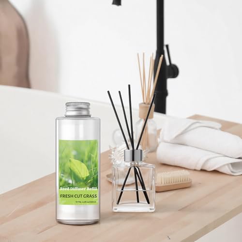 Image of STRN Reed Diffuser Oil Refill, Fresh Cut Grass Scented Diffuser Oil Refills with 6 Reed Sticks 200ML(6.8fl.oz), Room Fresheners, Long-Lasting Summer Fragrance for Living Room, Bedroom, Office