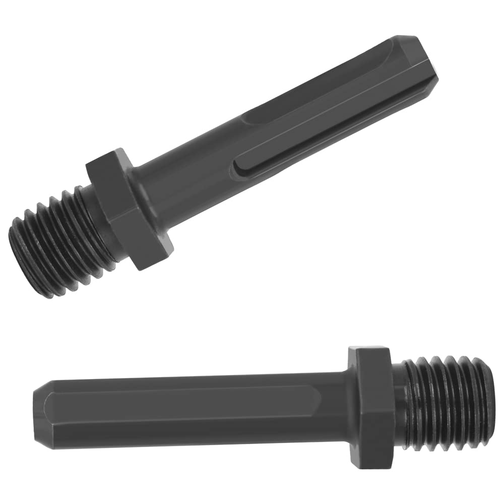 NICAVKIT Pack of 2 Adaptors M14 Male Thread for Diamond Tile Drills SDS Plus and Triangular Shaft Adapter for Diamond Drill M14 Thread