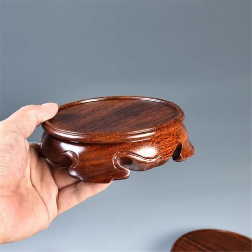 Pedestal redondo de bonsái con base de madera tallada antiarañazos 5