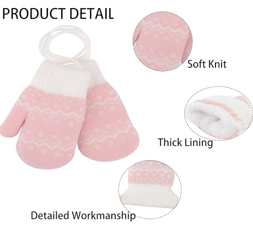 Kids-Warm-Knit Mittens - Girls-Winter Outdoor-Thickened Cold-Weather Wool Toddlers Ski Gloves For 3-5 Years3