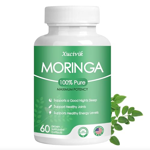 Xucivik Organic Moringa Capsules - 800mg Pure Moringa Powder - Nutrient-Dense Superfood for Energy, Gut Health, Immune Support & Skin Vitality