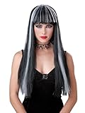 Seasons Witch Morticia Wig Halloween Wig Long Straight Wig for Women (Black)