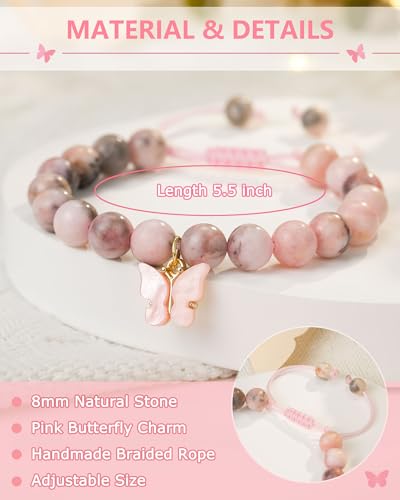Image of 8th Grade Graduation Gifts for Girls Class of 2024 Middle School Congratulations Graduation Grad Graduate Bracelet Gift for Girl Daughter, 6inches, J-P Butterfly-8th Grade-03