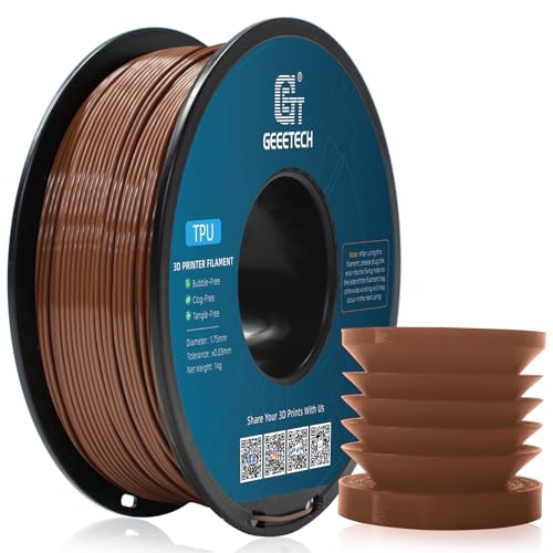 Image of Geeetech TPU Filament 1.75mm, Shore 95A - Flexible 3D Printer Filament with High Elasticity, 1KG (2.2lbs) Spool, Dimensional Accuracy ±0.03mm, Fits Most FDM Printers (Brown)