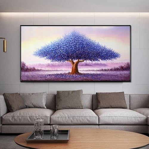 Tableau fleur violette 40x70cm avec cadre noir pour salon - 2