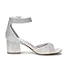 DREAM PAIRS Women's Chunkle Silver Glitter Low Heel Pump Sandals Ankle Strap Dress Shoes - 11 M US