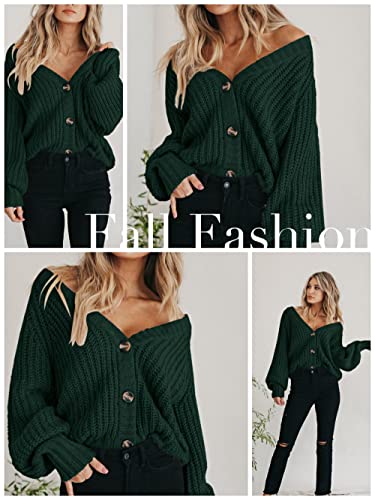 Image of PRETTYGARDEN Women's Chunky Knit Open Front Sweater Long Sleeve Button Loose Short Cardigan Outerwear Coats