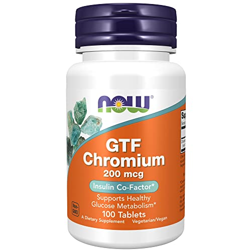 NOW Supplements, GTF (Glucose Tolerance Factor) Chromium 200 mcg, Insulin Co-Factor*, 100 Tablets
