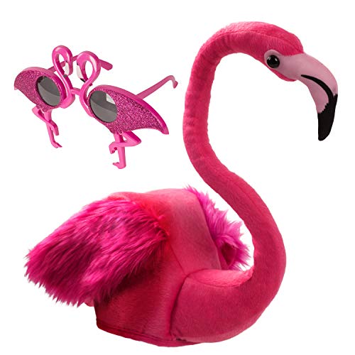 Flamingo Hat and Glasses- 2 Pc Set- Pink Flamingo Costume- Beach Party- Flamingo Party Accessories by Tigerdoe
