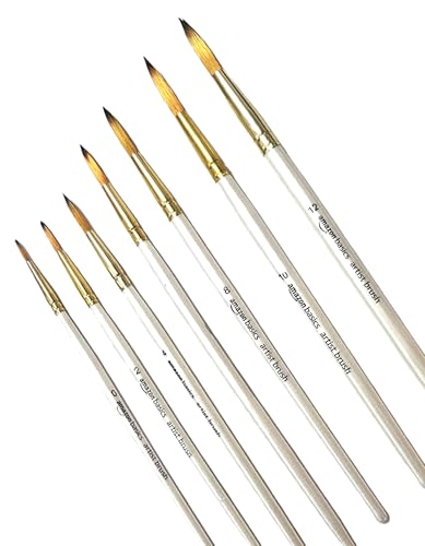 Image of amazon basics 7pc Artist Paintbrush Set for Acrylic,Watercolor & Gouache Painting for Beginners and Professionals (Round)