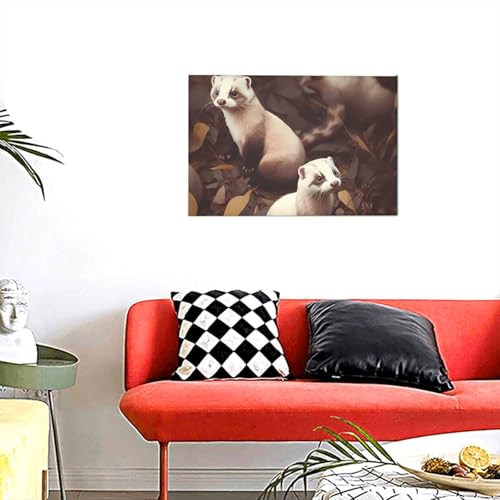 Toile furet poilu 30,5x45,7 cm peinture murale salon moderne