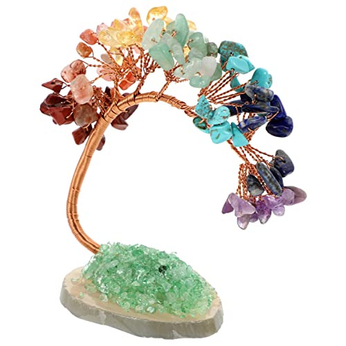 Cabilock Crystal Tree Dining Room Decor for Table Chinese Coin Tree Rabbit Cage Figurine Crystal Decor Bean Bags Spiritual Tree Statue Positive Tree Crystal Gravel Rich Tree Bonsai
