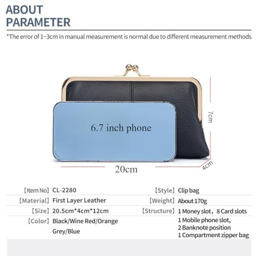 Genuine Leather Kiss Lock Wallet for Women Fashion Purse Clutch with Card Slots and Phone Holder Pocket Kiss Closure4