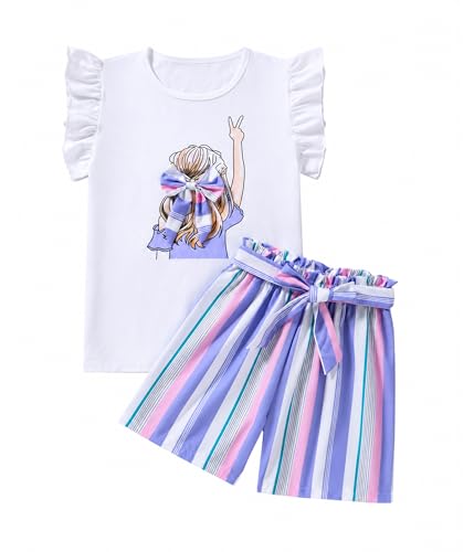 Image of Girls Summer Outfits Cute Sleeveless Top High Waisted Short Sets with Pockets Teen Girl Clothes Size 6-14 T
